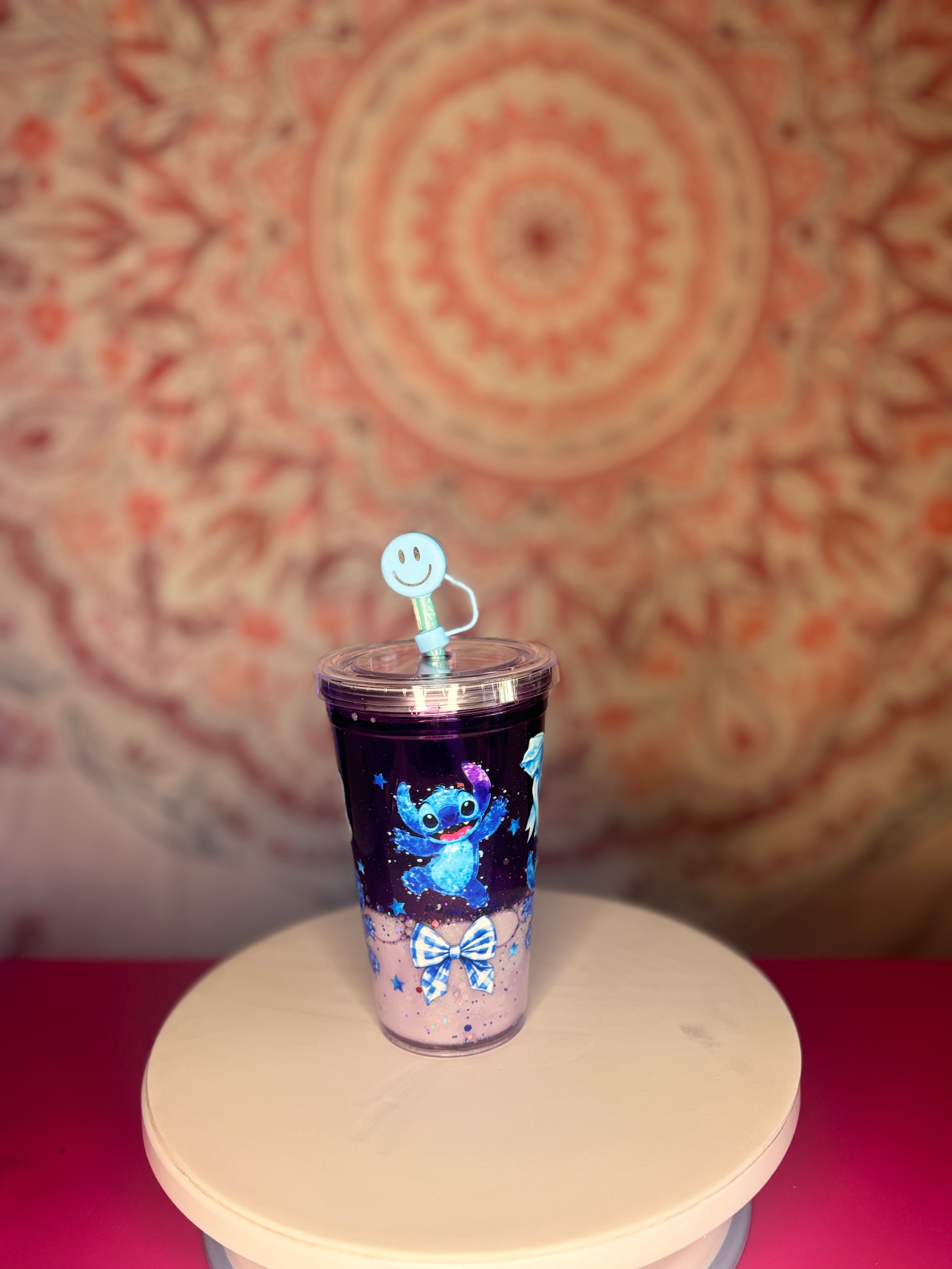 Blue and white lava stitch cup