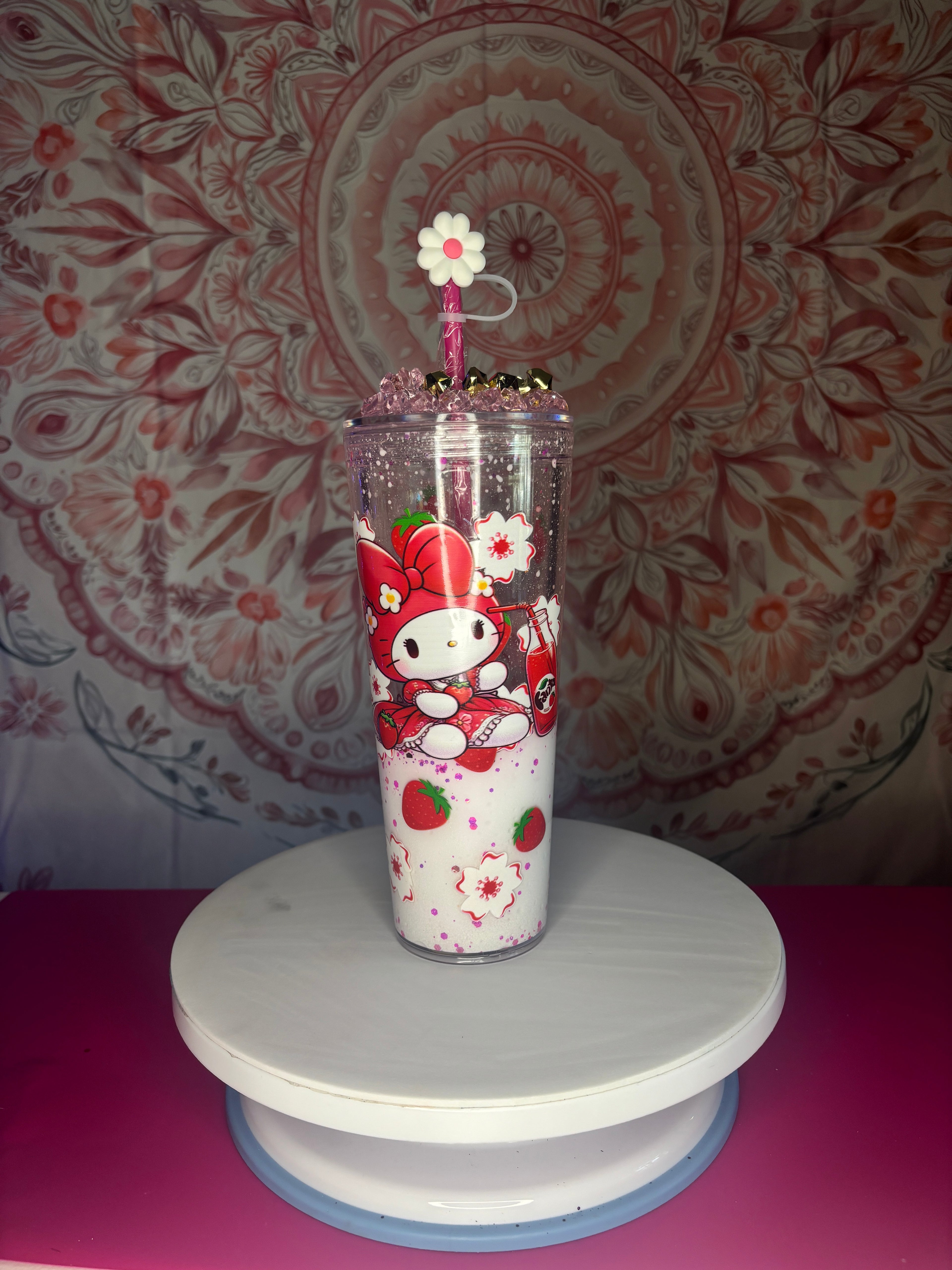 Strawberry hello kitty skinny tumbler
